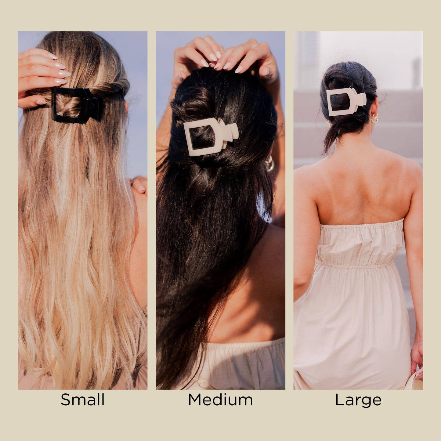 Square Flat Hair Clip | Jet Black