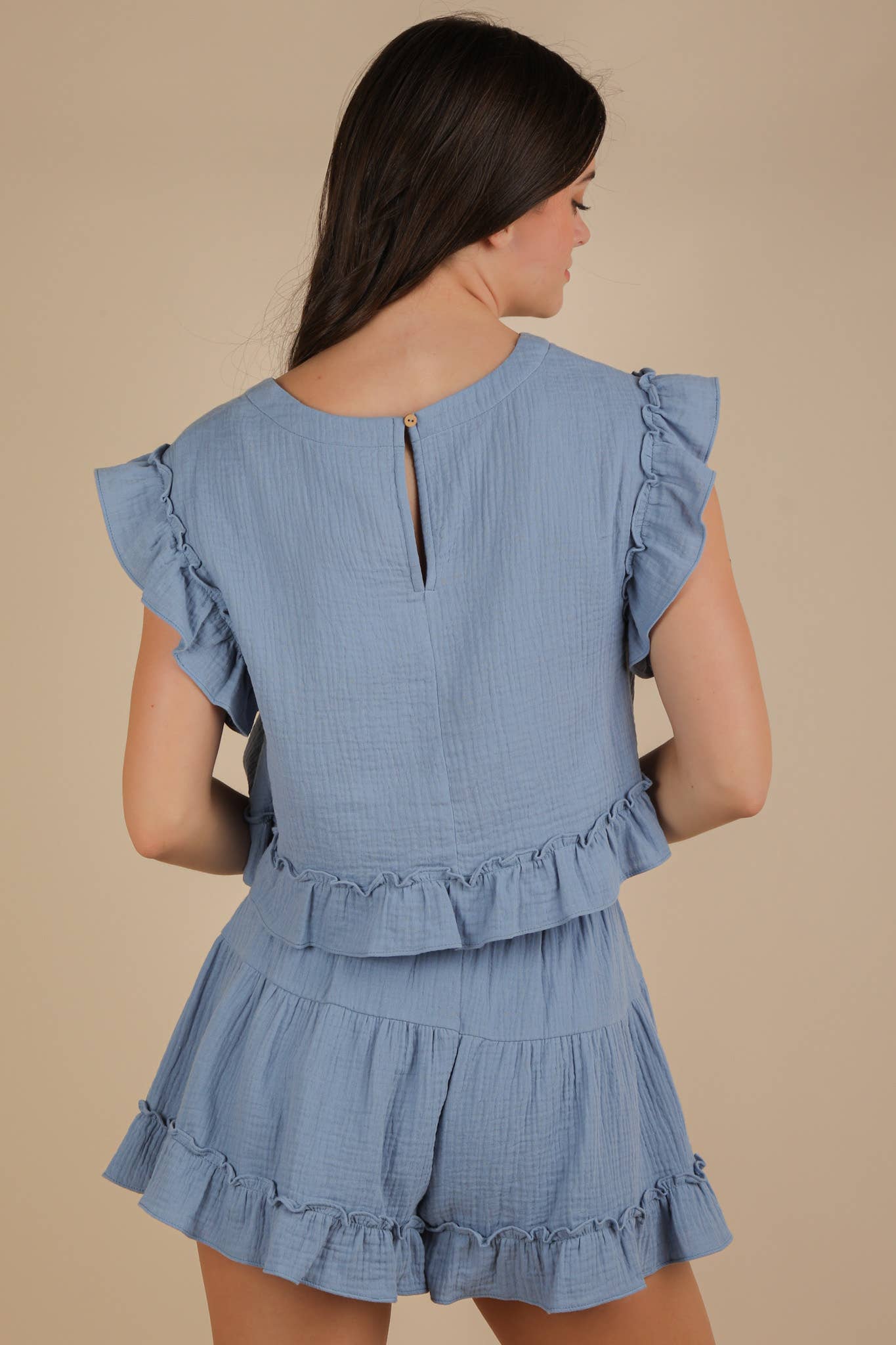 Ruffled Woven Top Set