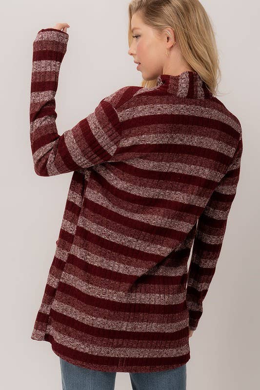 Cozy Stripe Open Cardigan