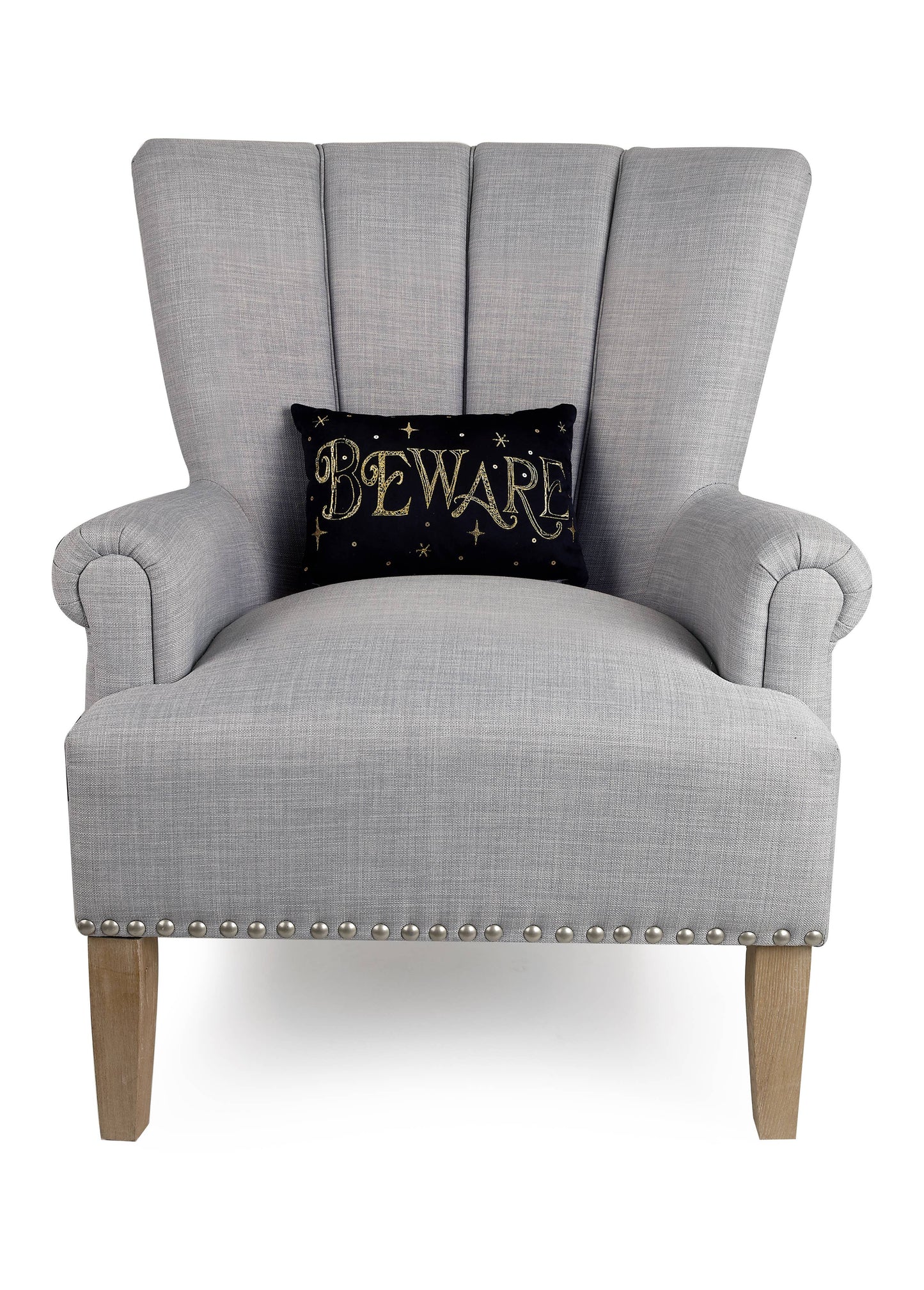 Halloween Beware Embroidered Pillow