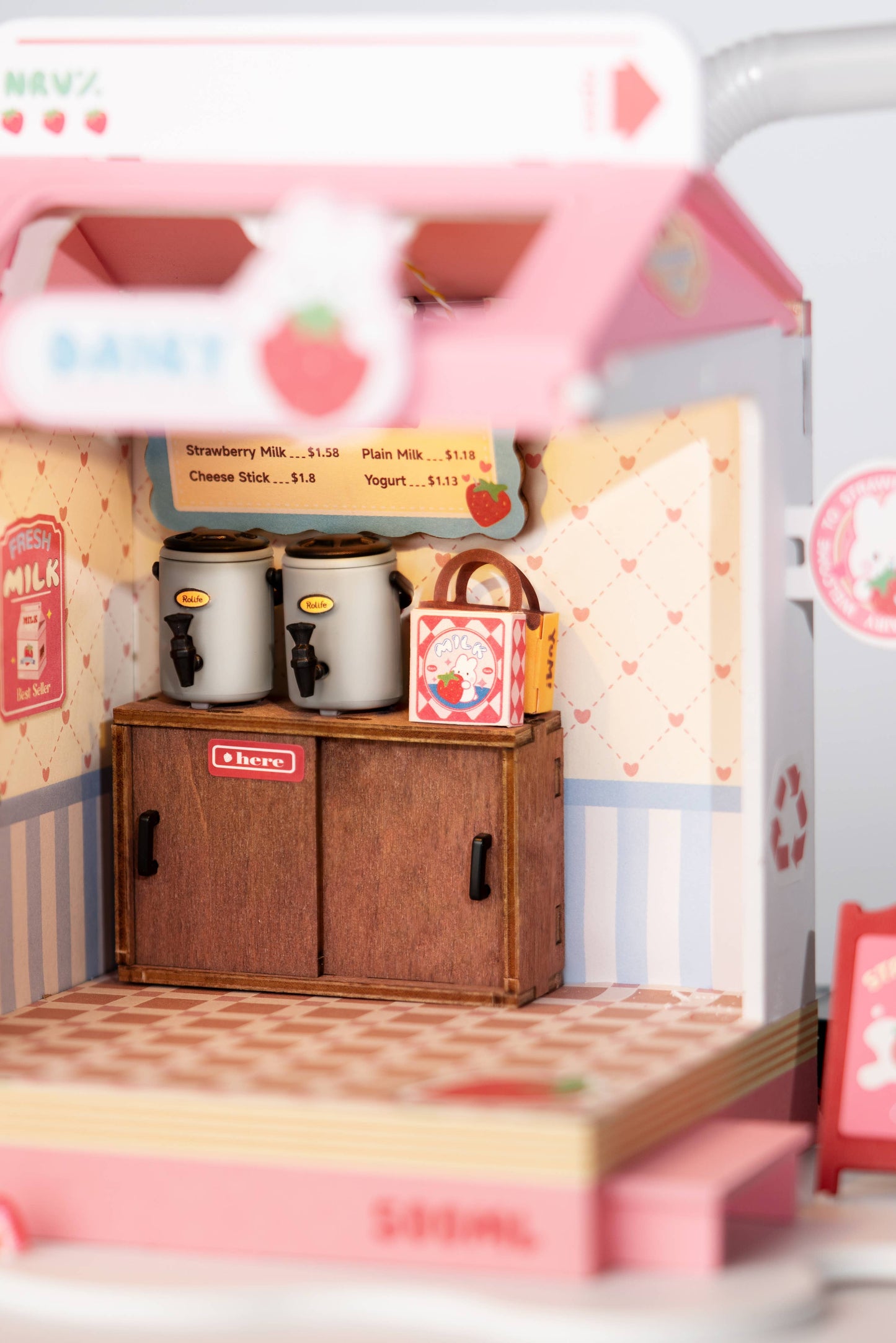 Strawberry Milk Box DIY Miniature House Kit