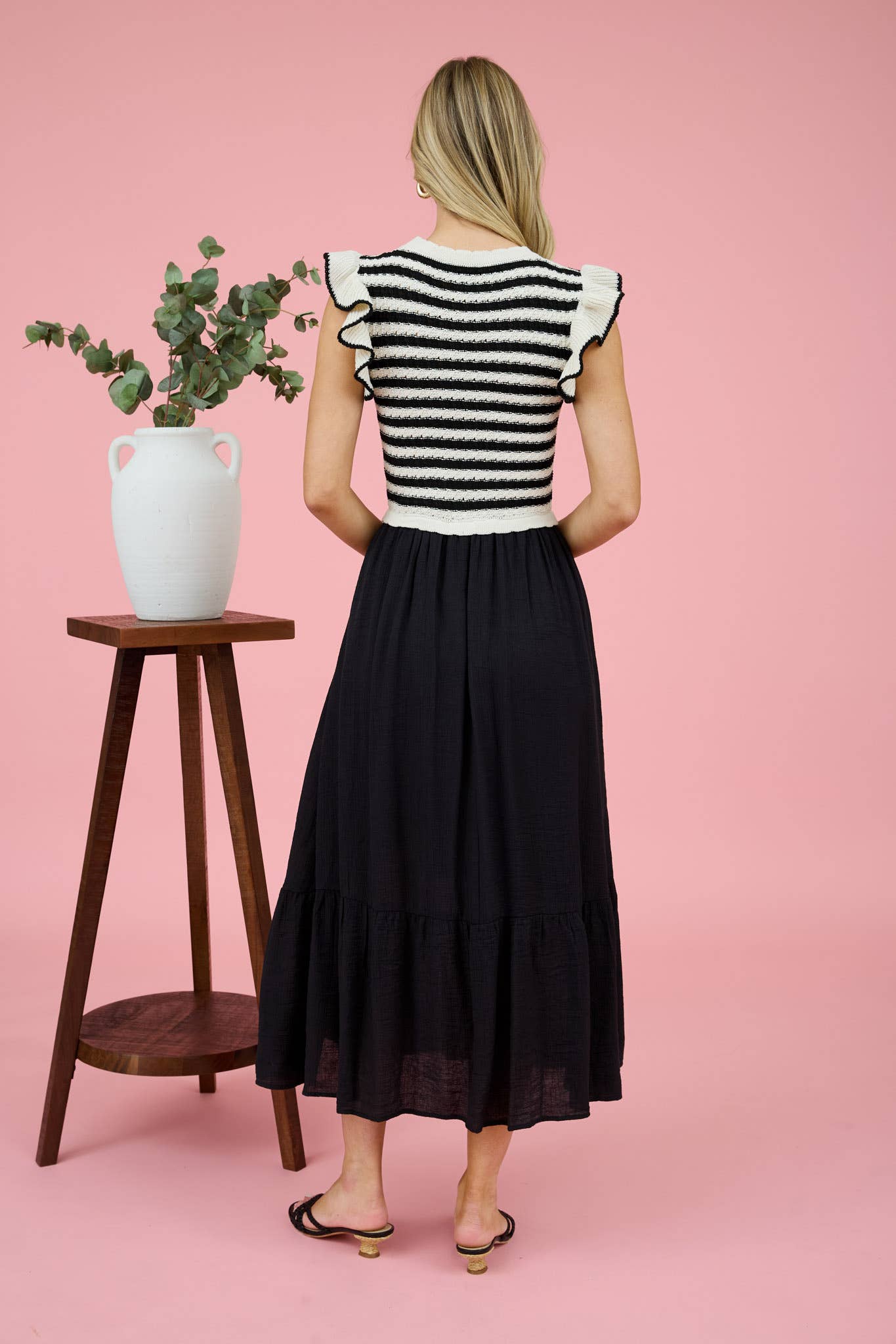 STRIPE SWEATER MIDI DRESS