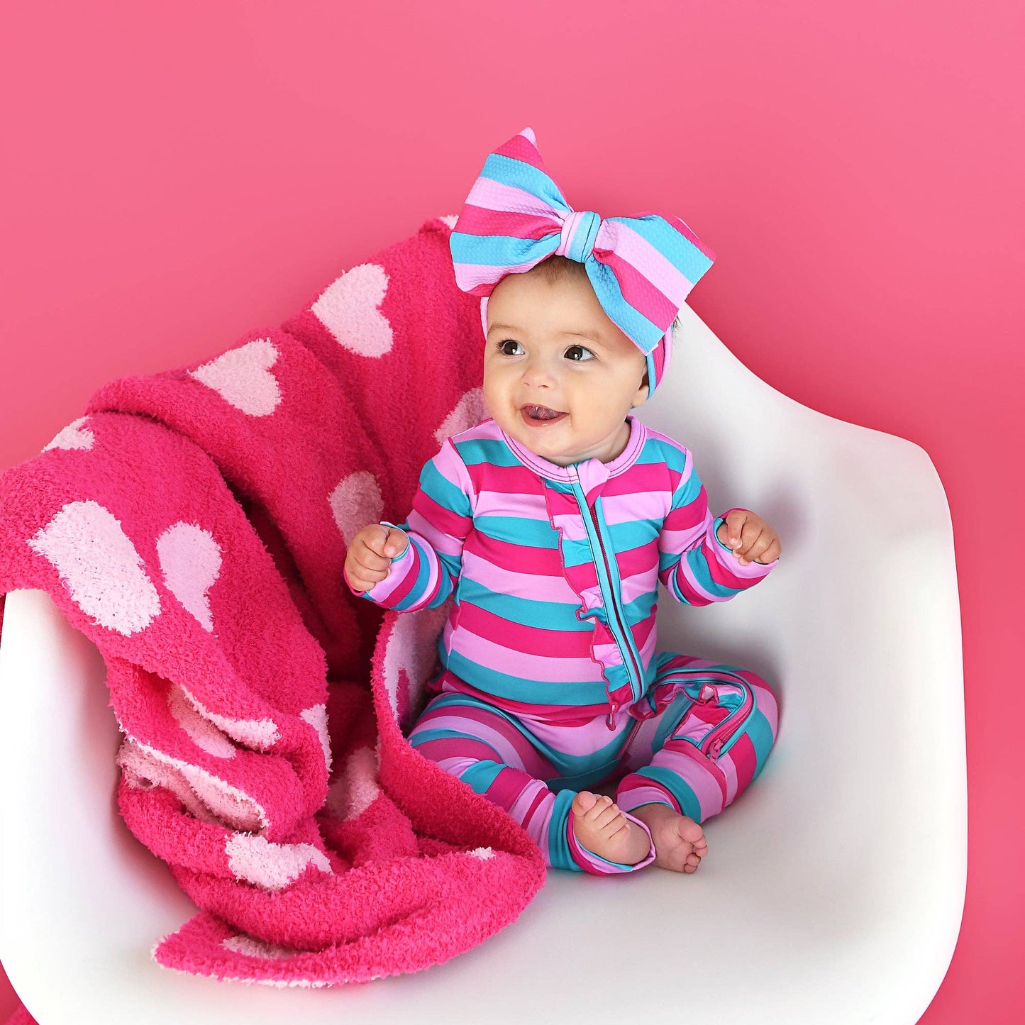 Maddie Stripe Ruffle Zip Bamboo Valentines Day