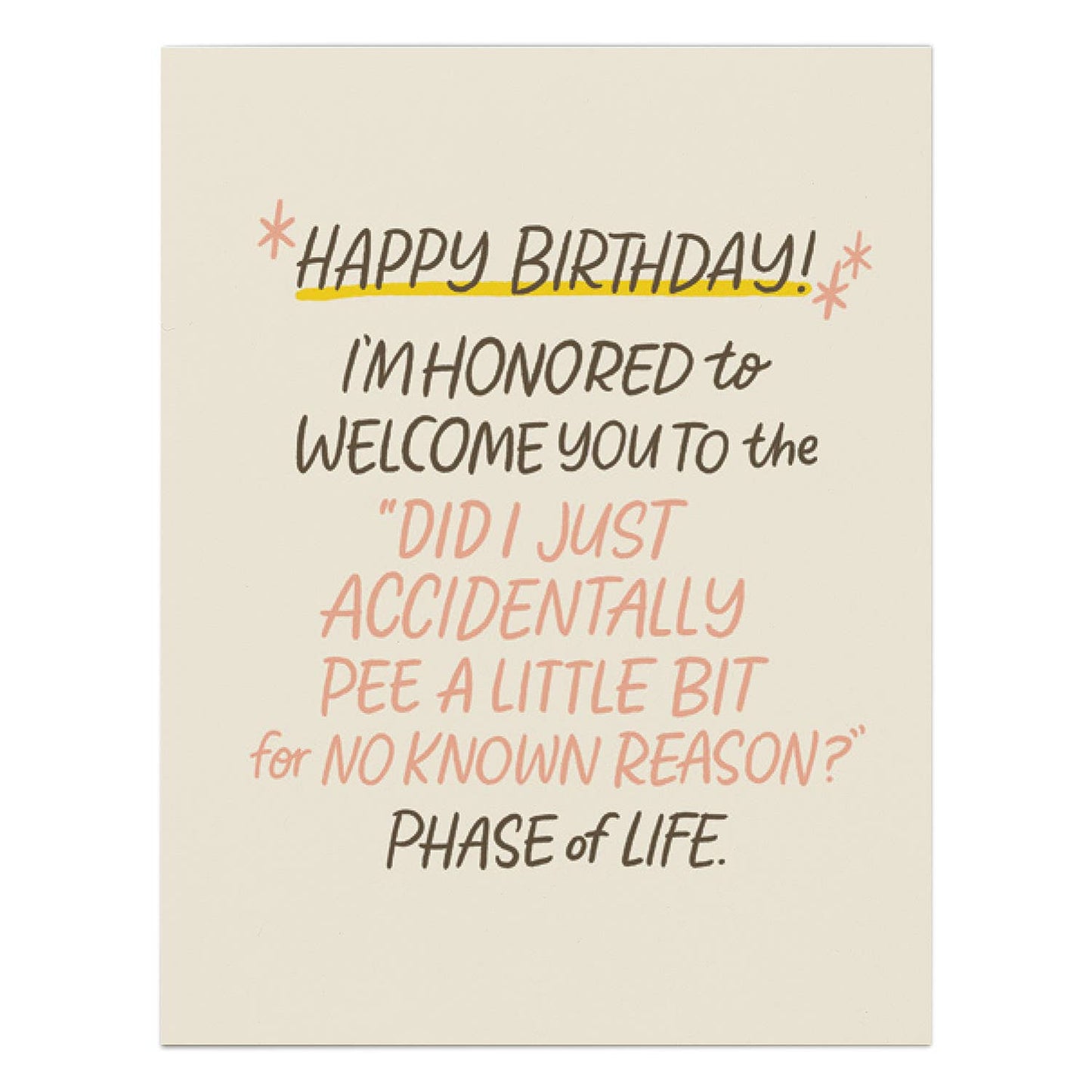 Accidentally Pee Years Old Birthday Card