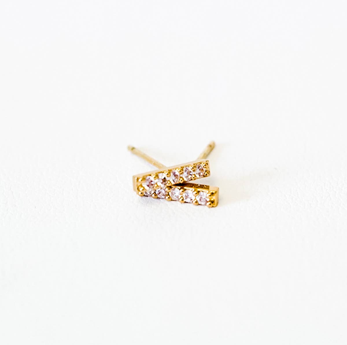 Pave Bar Stone Stud Earrings