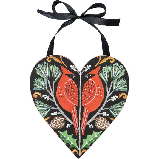 Heart Cardinal Ornament