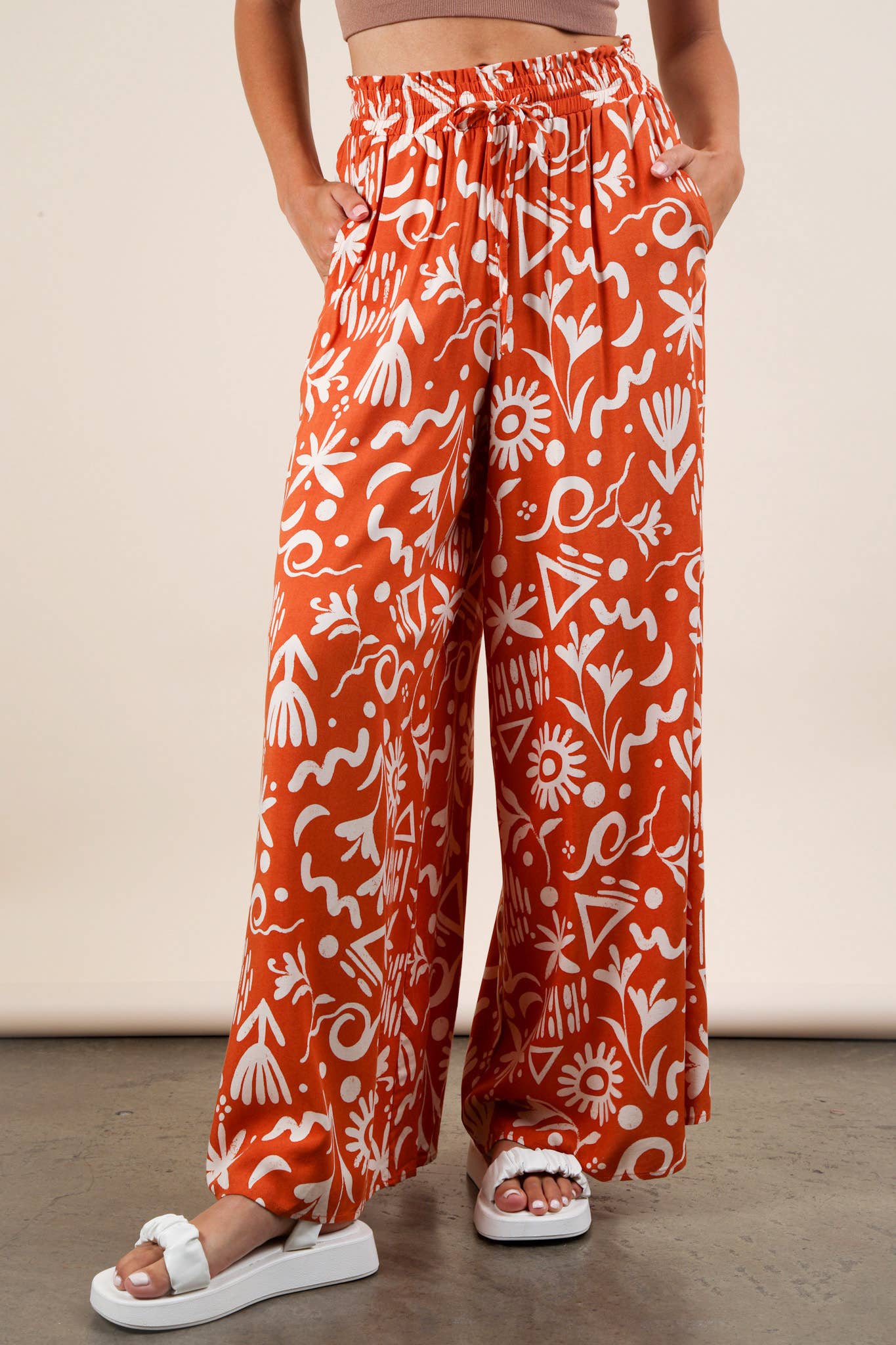 PL Printed Wide Leg Pants