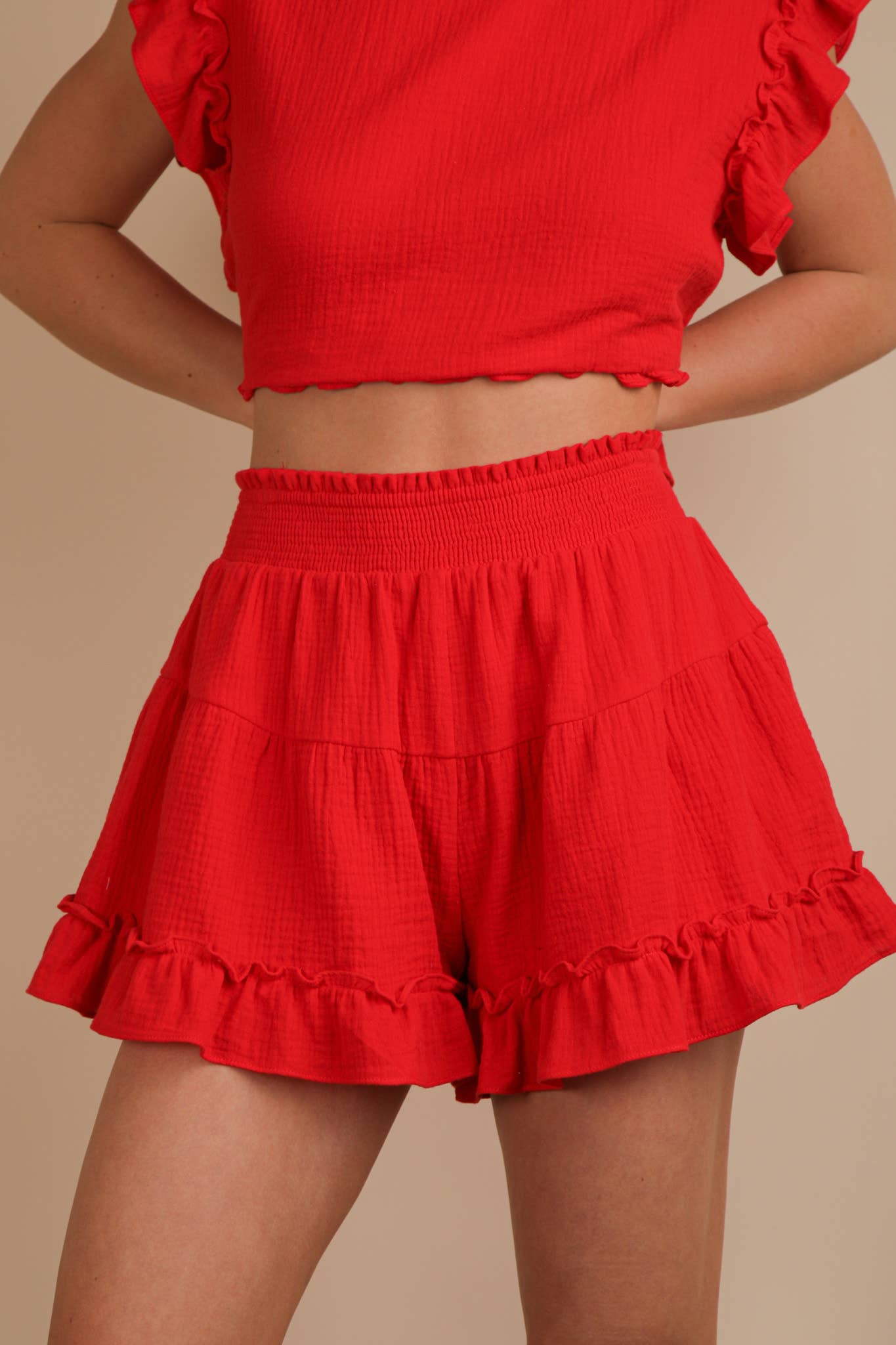 Ruffled Woven Top Set