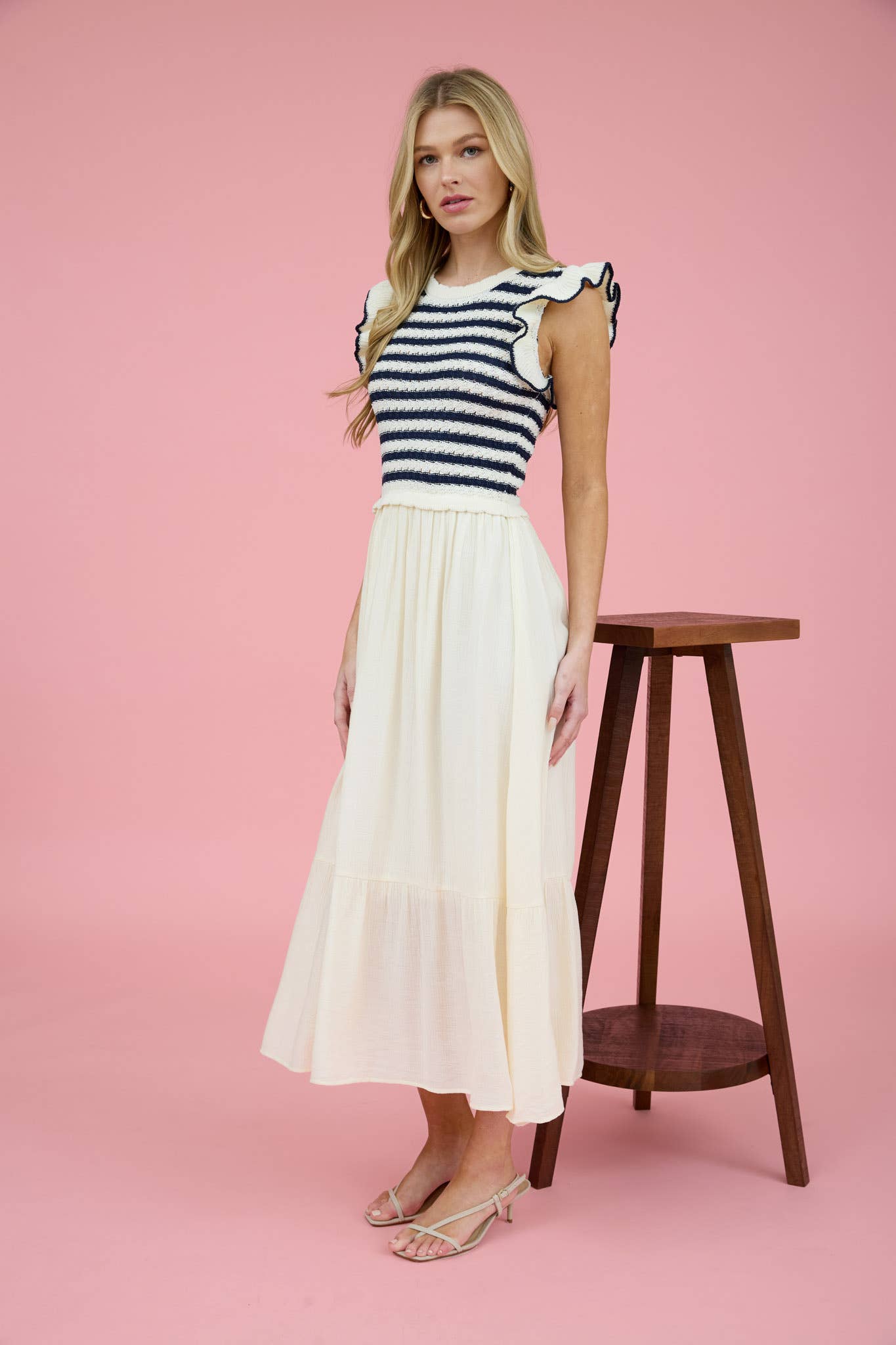 STRIPE SWEATER MIDI DRESS