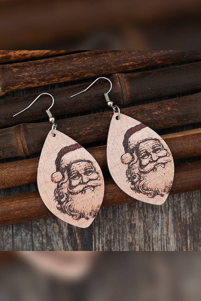 Santa Claus Wooden Earrings