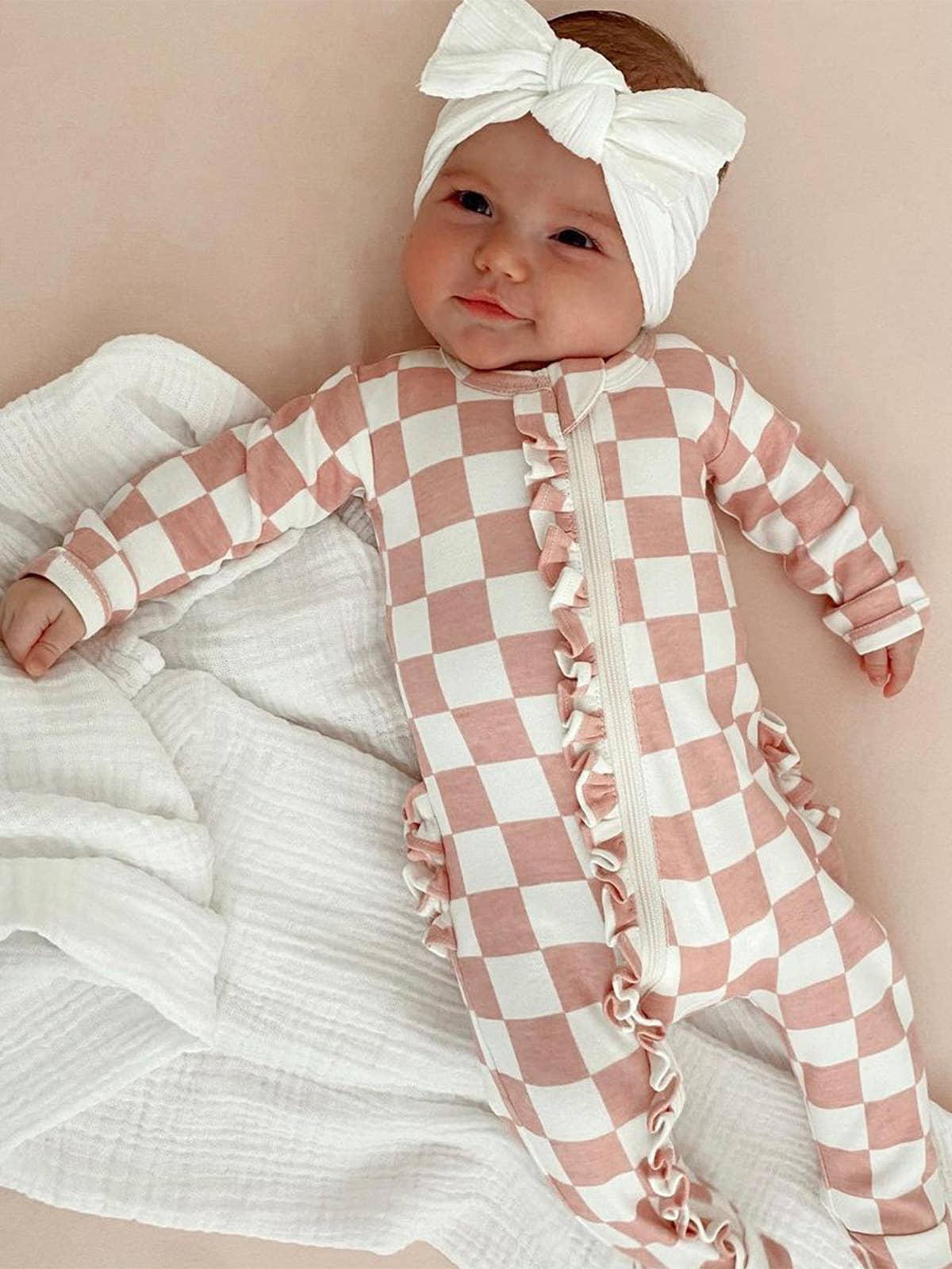 Strawberry Shortcake Checkerboard Frill Zip Footie