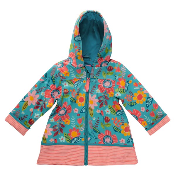 Turquoise Floral Raincoat
