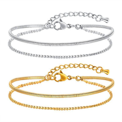 18K STAINLESS STEEL TARNISH FREE LAYERED BRACELET