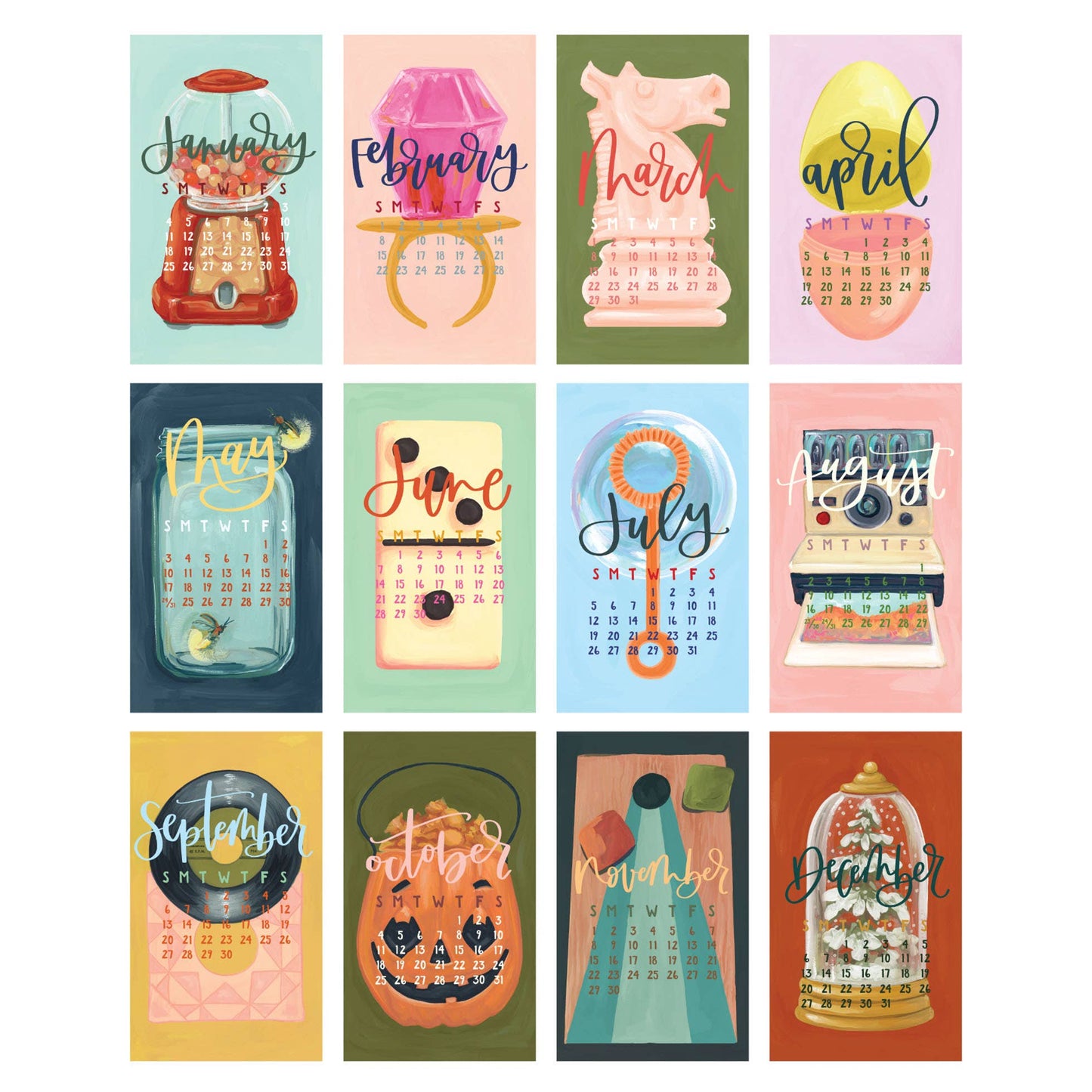 Forever Young 2026 Mini Desk Calendar with Wooden Block