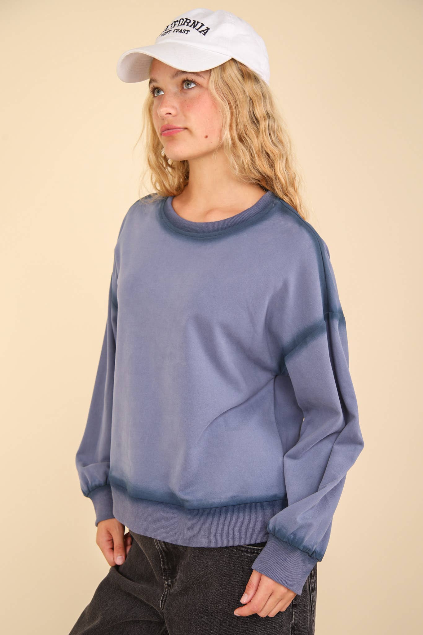 Contrast Spray Detail Oversized Sweat Shirt