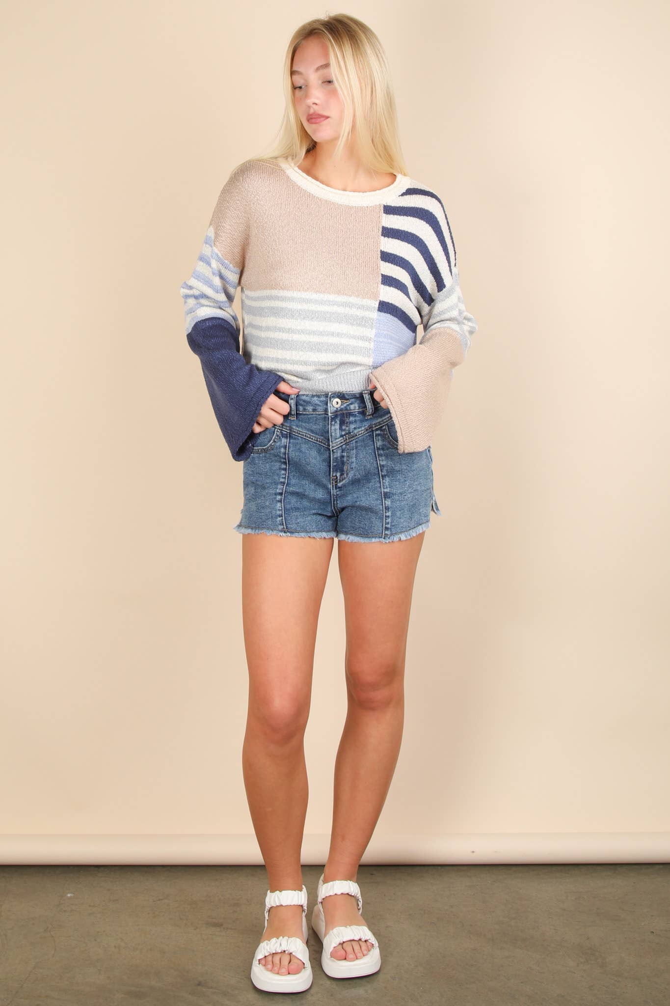 VJ Frayed Denim Shorts