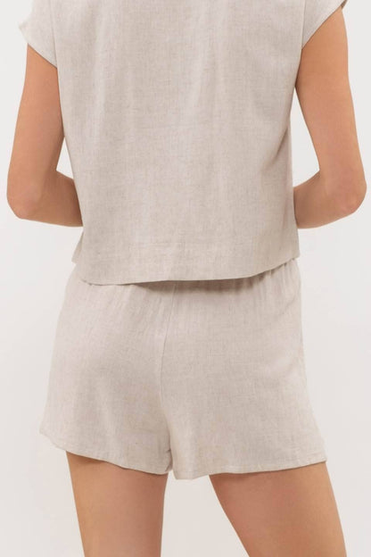 Linen Blend High Waist Mini Short