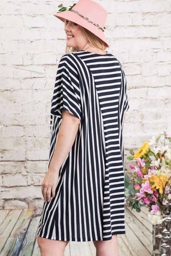 PL STRIPED DOLMAN DRESS