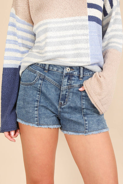 VJ Frayed Denim Shorts