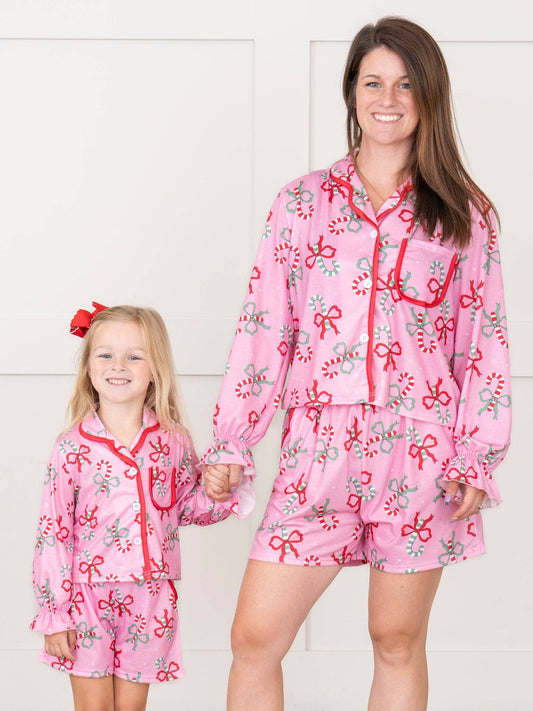Mom & Me Candy Cane Cutie Cropped Pajamas