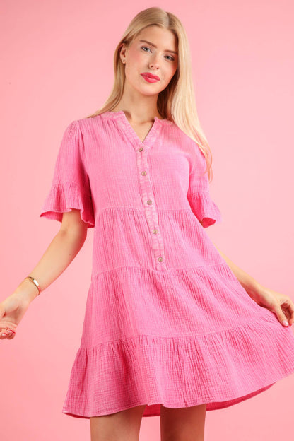 Bell Sleeve Woven Mini Dress