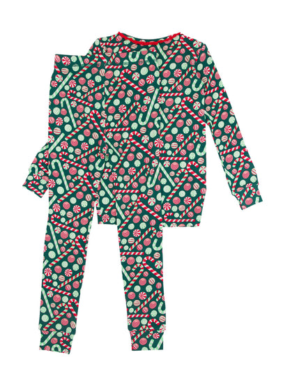 Playful Peppermint Bamboo Ruffle Pajama Set