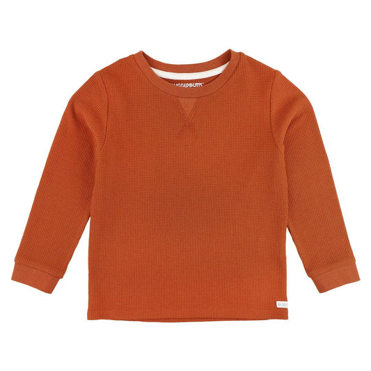 Rust Waffle Knit Crew Neck Shirt