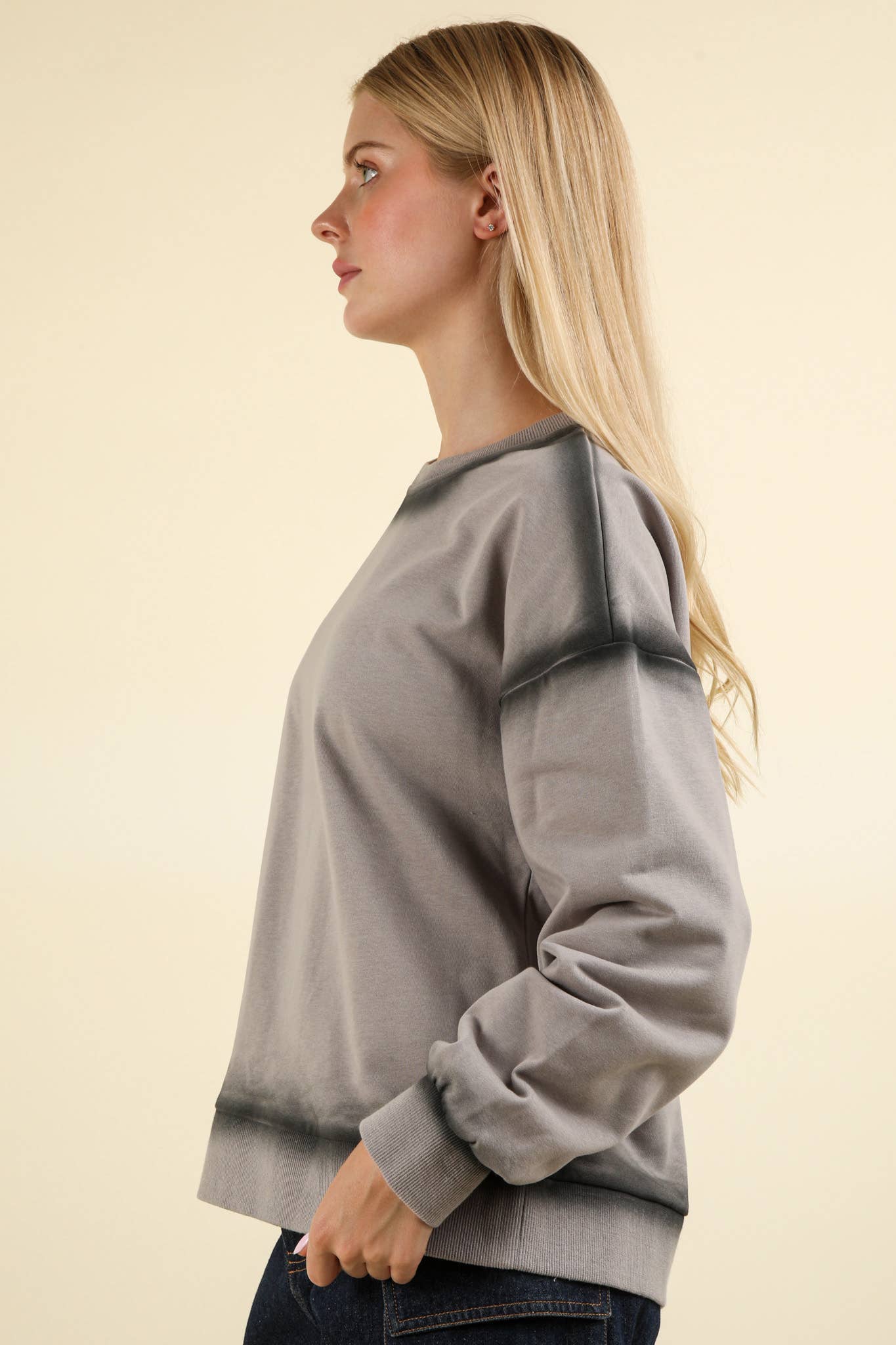 Contrast Spray Detail Oversized Sweat Shirt