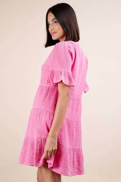 Bell Sleeve Woven Mini Dress