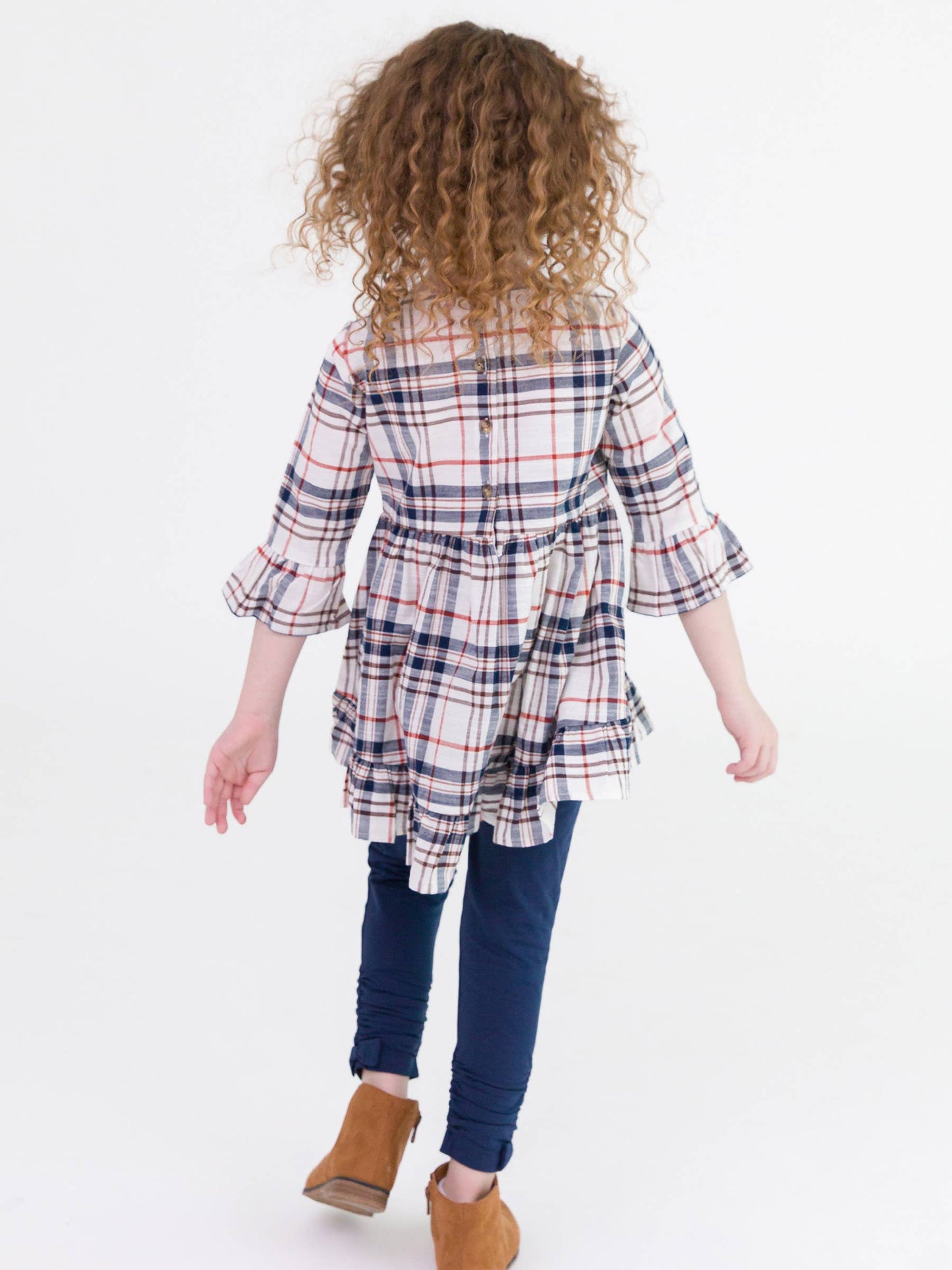 Homegrown Harvest Plaid High Low Ruffle Tunic