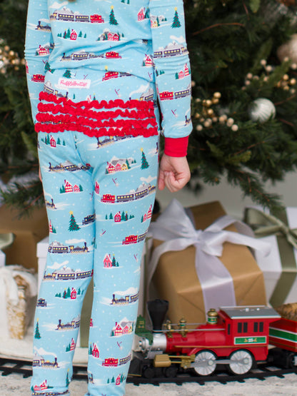 Ruffle Winter Express Bamboo Pajama Set