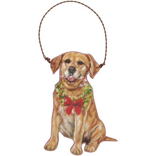 Lab Yellow Candy Cane Ornament