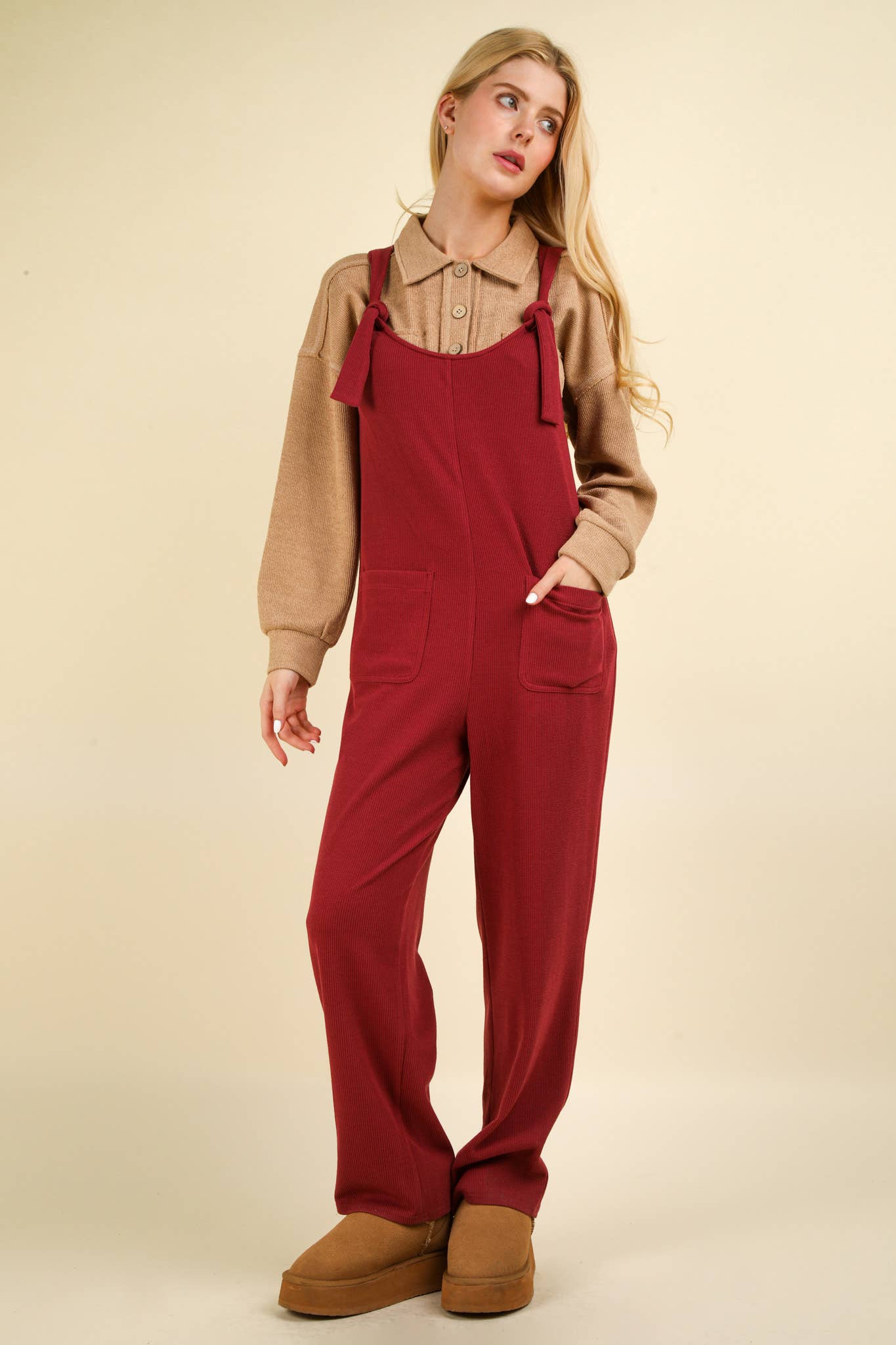 Knit Jumpsuit with Front Patch Pockets