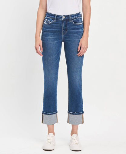 Jeanne HIGH RISE CUFF SLIM STRAIGHT JEANS