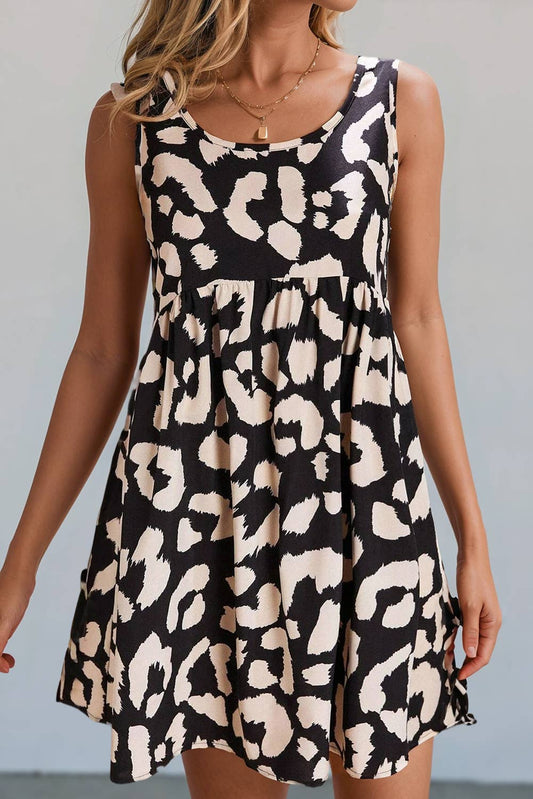Leopard Print Sleeveless High Waist Dress