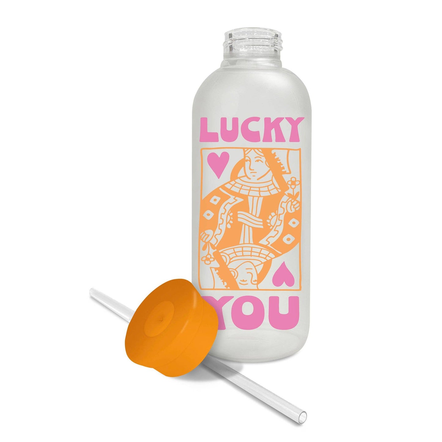 Lucky Card Glass Water Bottle