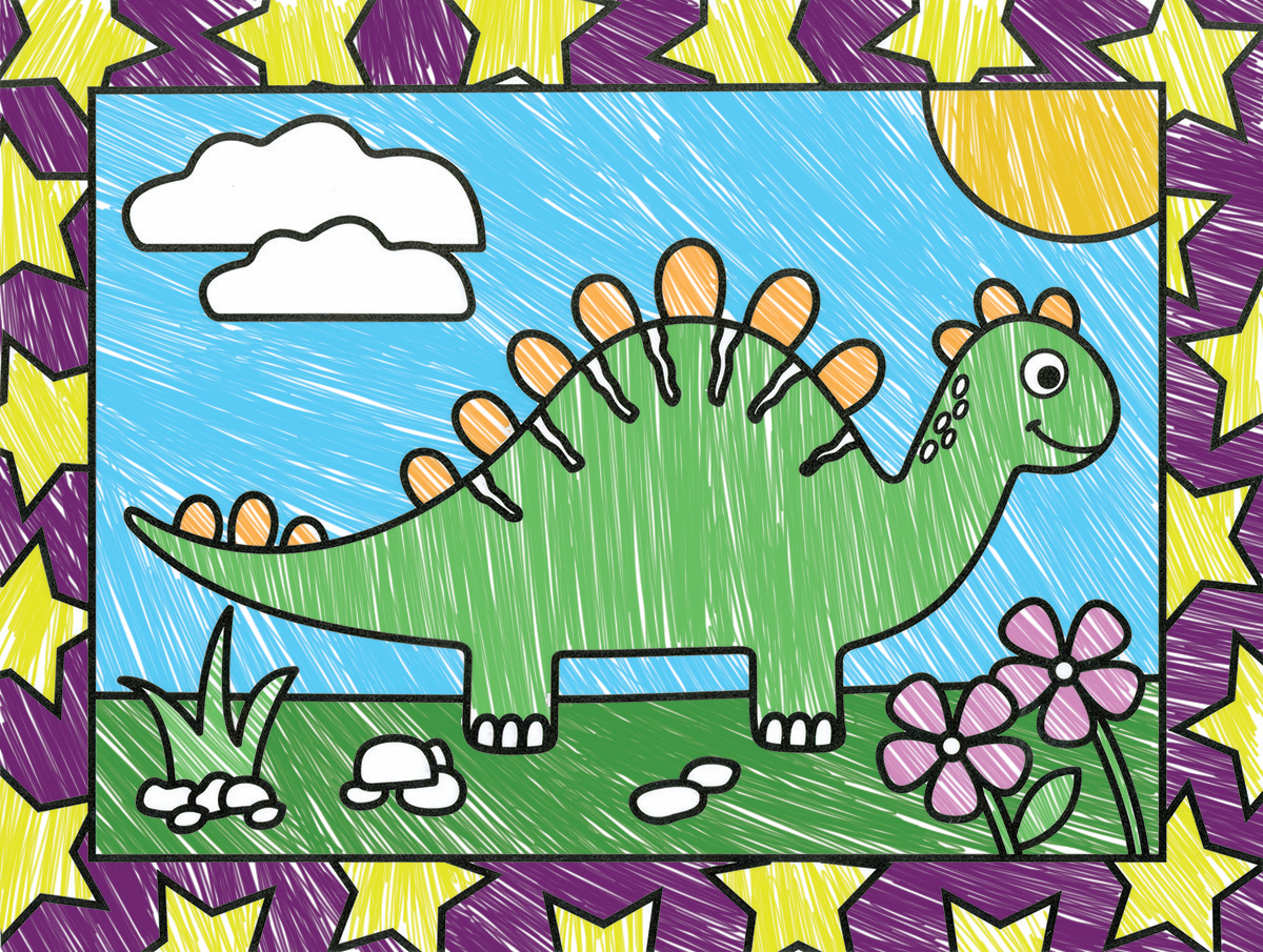 Dinosaurs Stained Glass Coloring