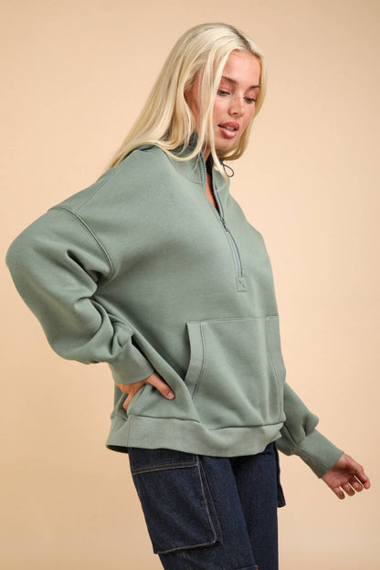 Oversized Half Zip Up Knit Casual Hoodie