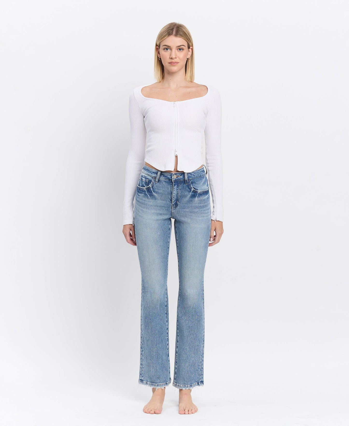 Glamour HIGH RISE FULL LENGTH BOOTCUT JEANS T6573