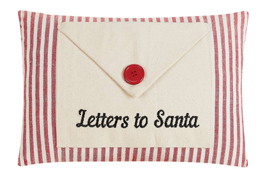 Letter To Santa Embroidered Words W/Button Encloser Pillow