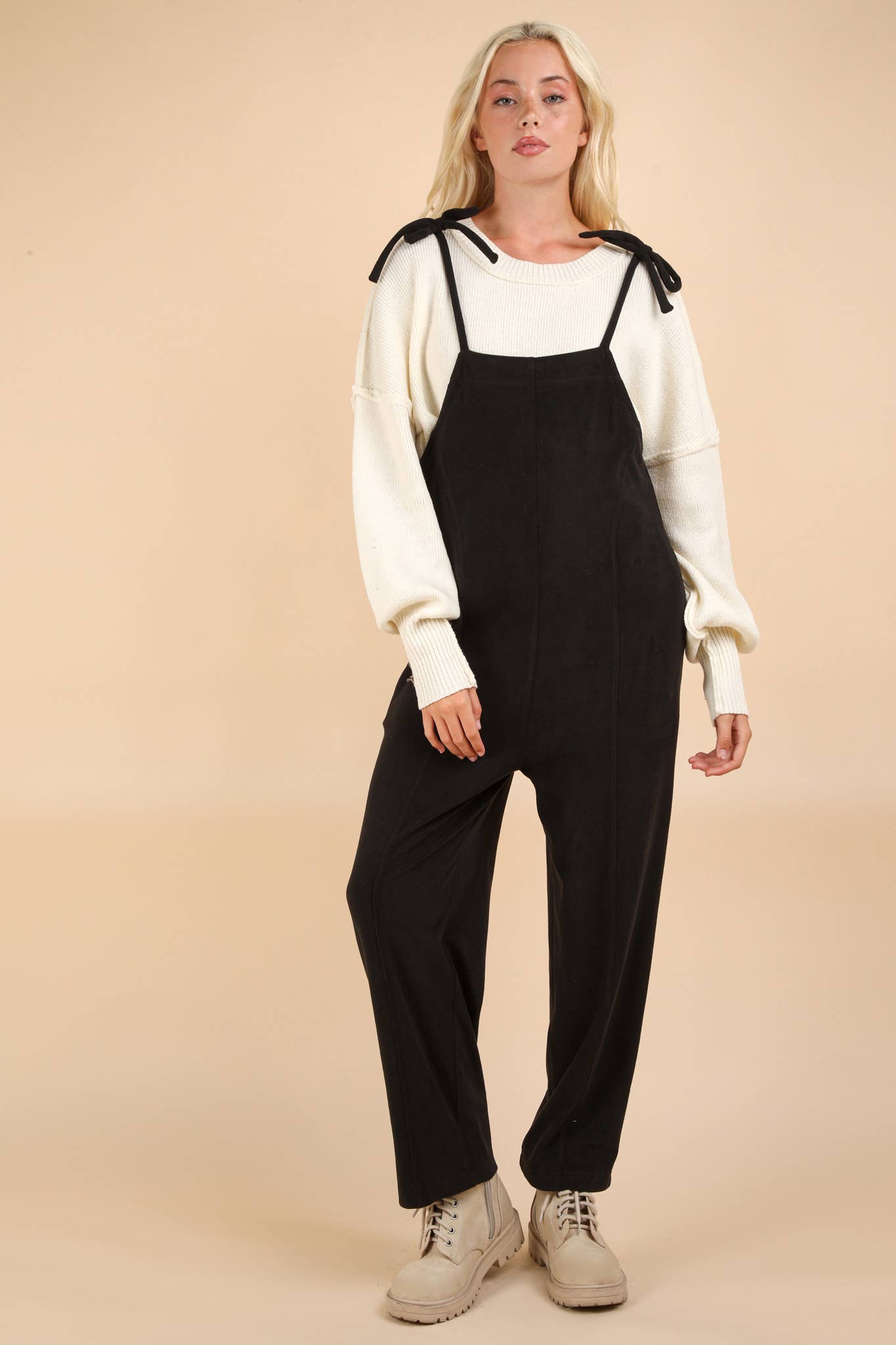 Fleece Baggy Backless Jumpsuit