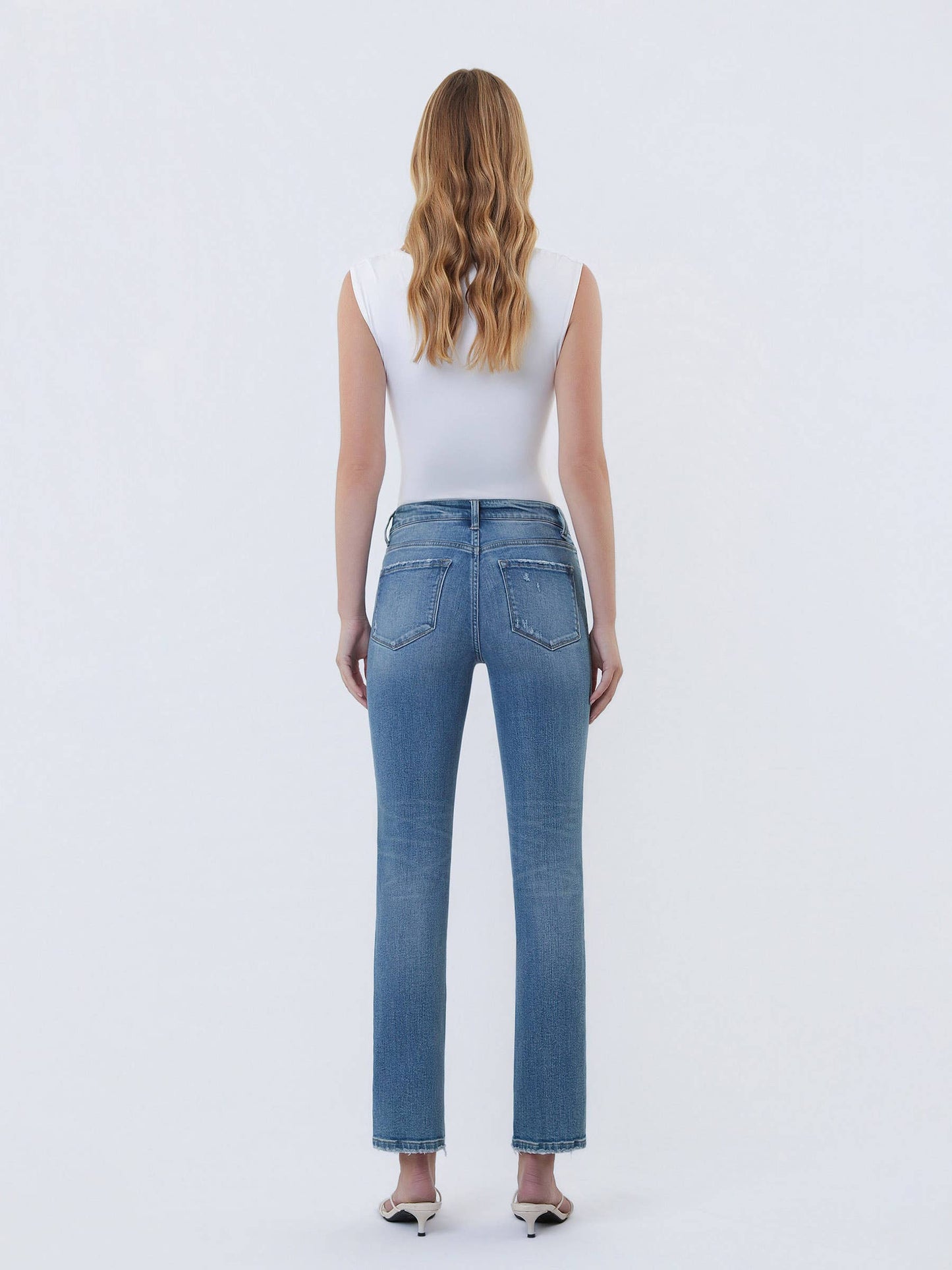 Mid Rise Slim Straight Jean