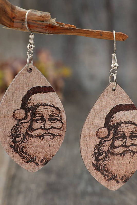 Santa Claus Wooden Earrings