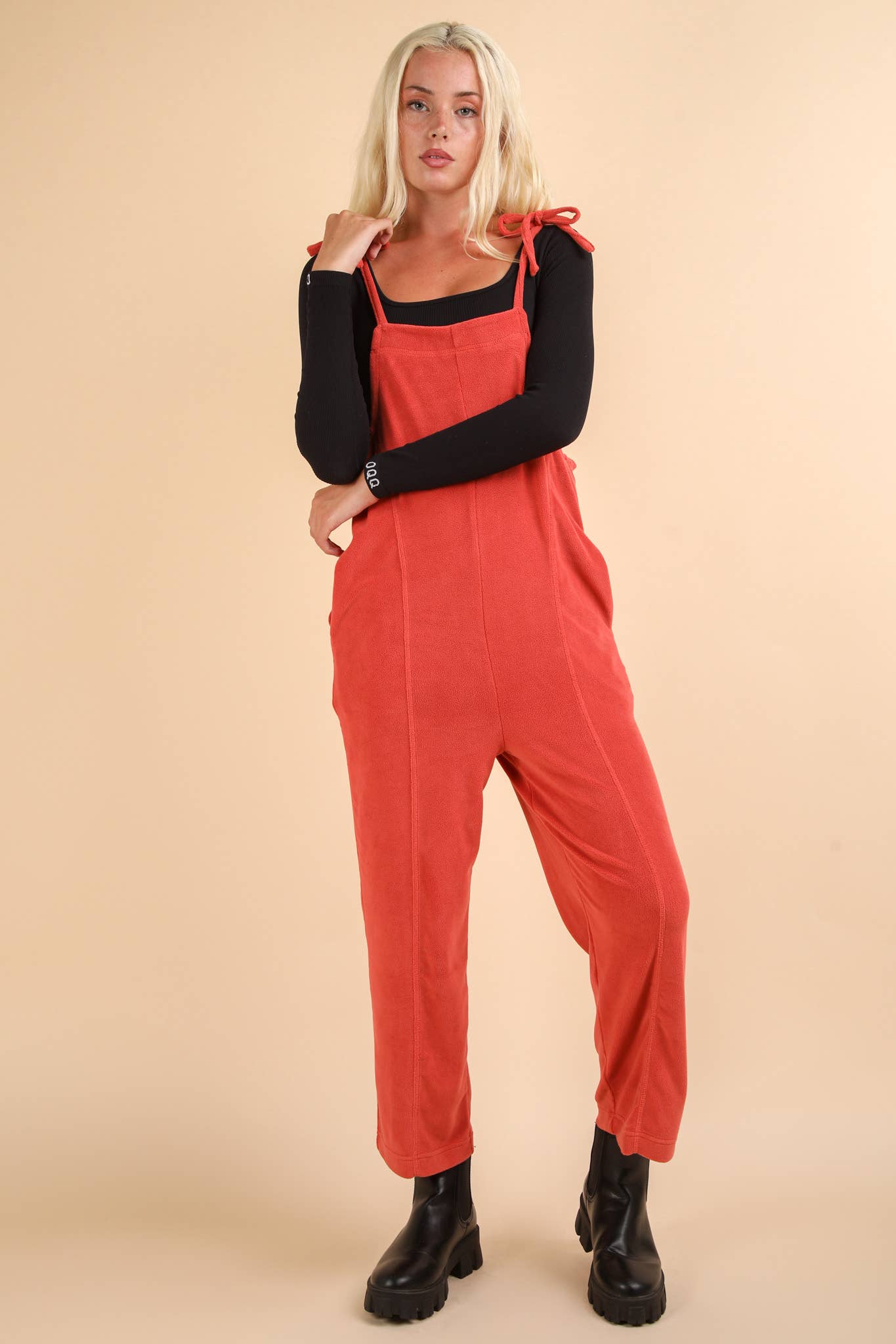 Fleece Baggy Backless Jumpsuit