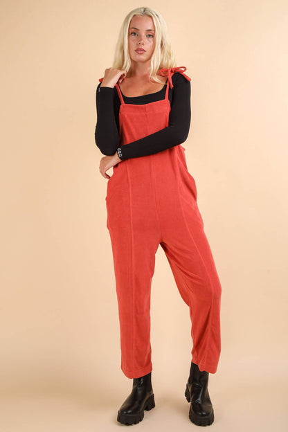 Fleece Baggy Backless Jumpsuit