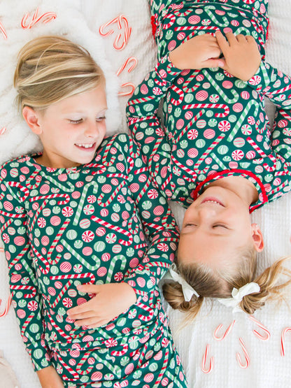 Playful Peppermint Bamboo Ruffle Pajama Set