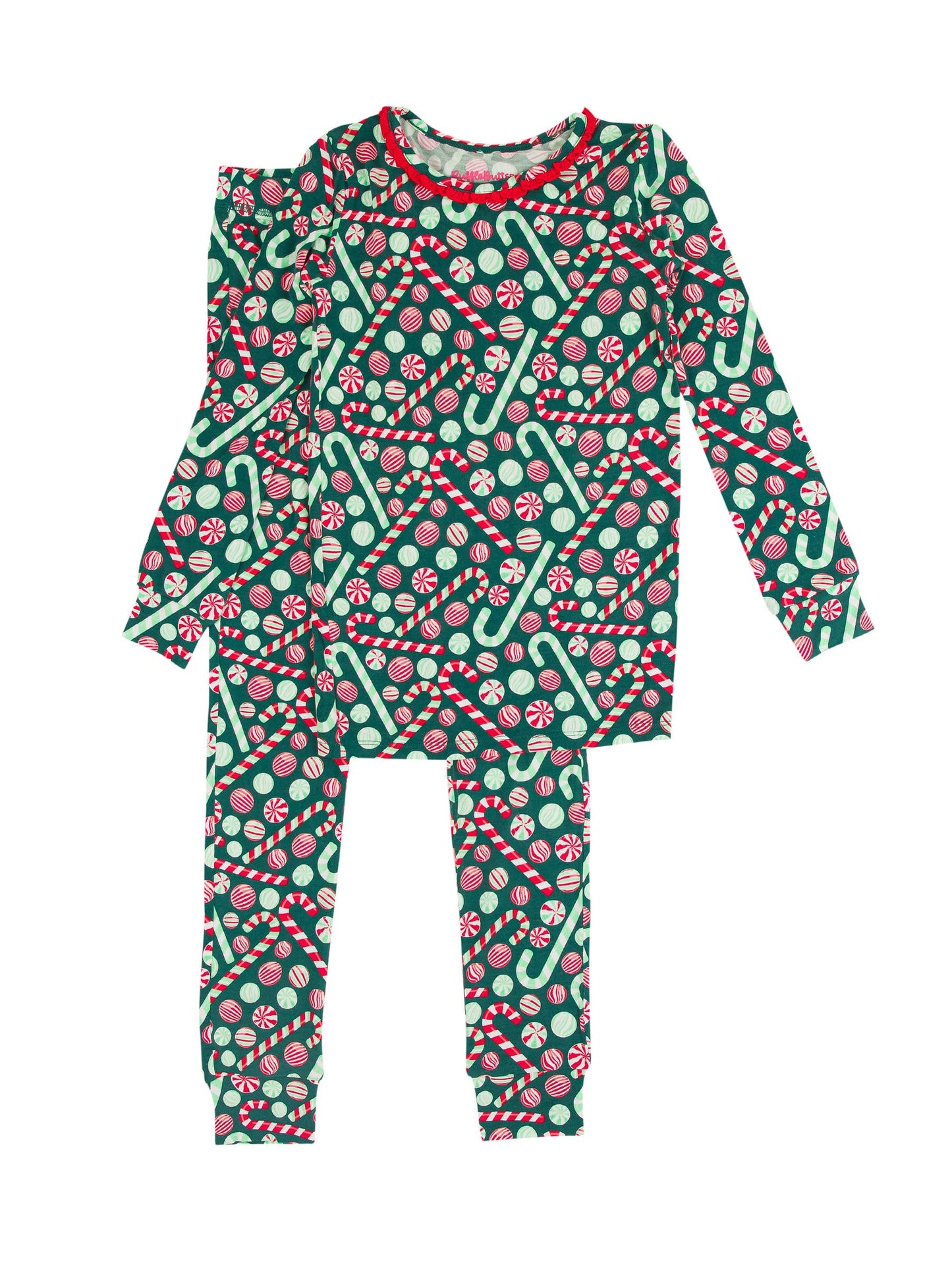 Playful Peppermint Bamboo Ruffle Pajama Set