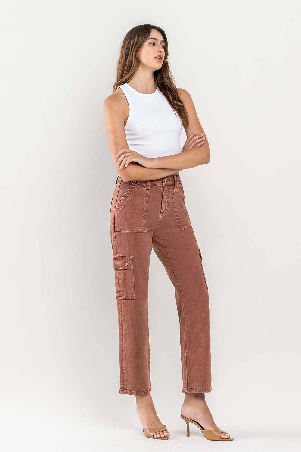 Dixie HIGH RISE PATCH POCKET CARGO STRAIGHT JEANS