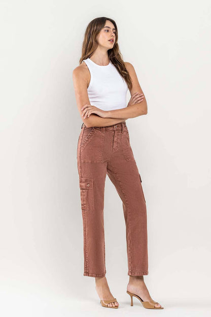 Dixie HIGH RISE PATCH POCKET CARGO STRAIGHT JEANS