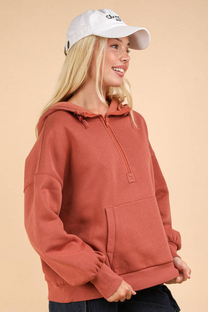 Oversized Half Zip Up Knit Casual Hoodie